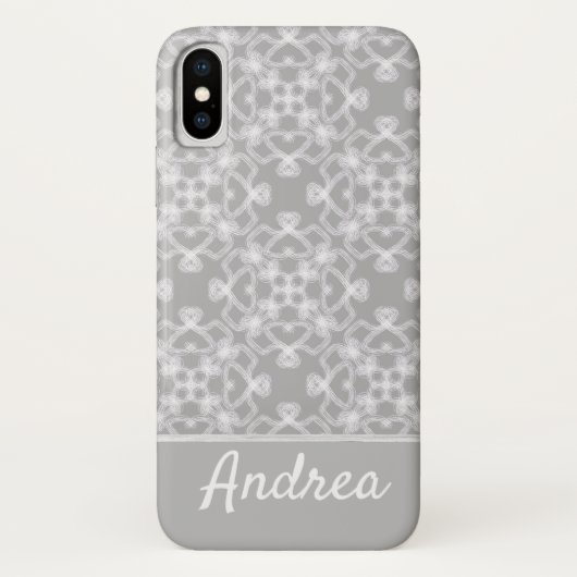 Personalisiertes weiß-graues Muster Case-Mate iPhone Hülle (Rückseite)