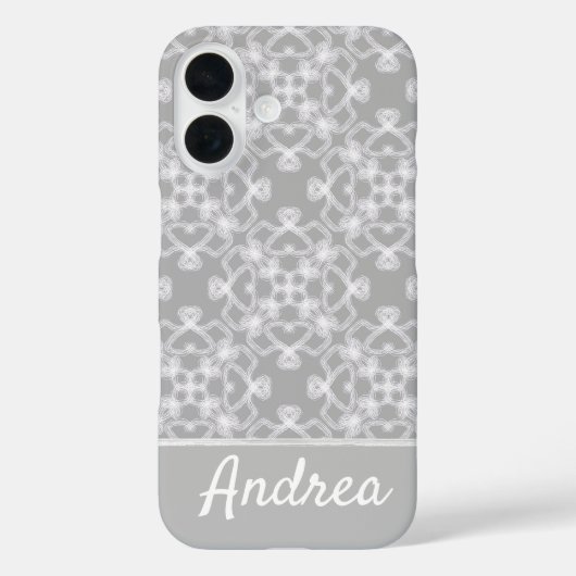 Personalisiertes weiß-graues Muster Case-Mate iPhone Hülle (Rückseite)