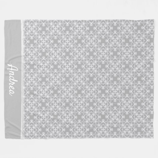 Personalisiertes weiß-graues Muster Fleecedecke (Vorderseite (Horizontal))