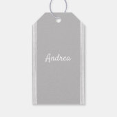 Personalisiertes weiß-graues Muster Geschenkanhänger (Rückseite)