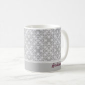Personalisiertes weiß-graues Muster Kaffeetasse (VorderseiteRechts)