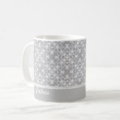 Personalisiertes weiß-graues Muster Kaffeetasse (Vorderseite Links)