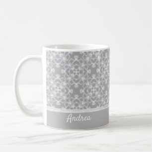 Personalisiertes weiß-graues Muster Kaffeetasse