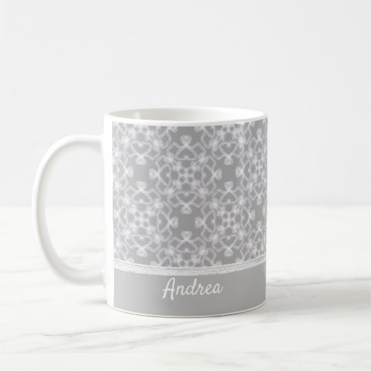 Personalisiertes weiß-graues Muster Kaffeetasse (Links)