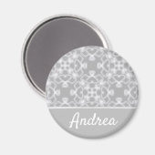 Personalisiertes weiß-graues Muster Magnet (Vorderseite/Rückseite)