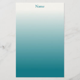 Personalisiertes Weiß und Aquamarin Ombre Briefpapier