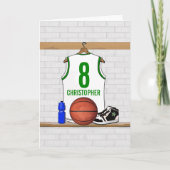 Personalisiertes Weiß und Grüne Basketball Jersey Karte (Vorderseite)