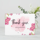 Personalisiertes Weiß und Rosa Dankeskarte (Stehend Vorderseite)