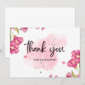 Personalisiertes Weiß und Rosa Dankeskarte (Vorne/Hinten)