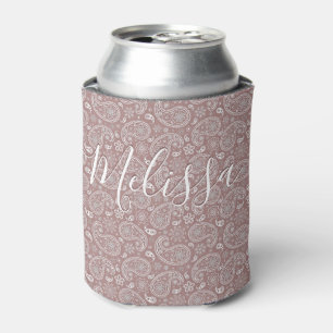 Personalisiertes Weiß und Roségold Paisley Dosenkühler