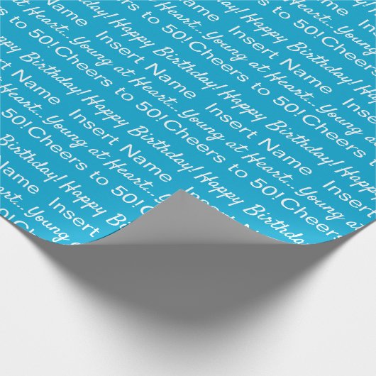 Personalisiertes Weißbuch zum Blue Birthday Wrappi Geschenkpapier (Ecke)