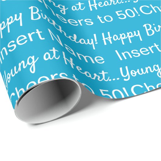 Personalisiertes Weißbuch zum Blue Birthday Wrappi Geschenkpapier (Rolleneckpunkt)