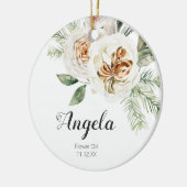 Personalisiertes Weiße Blumenmädchen Weihnachten Keramik Ornament (Links)