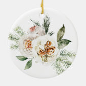 Personalisiertes Weiße Blumenmädchen Weihnachten Keramik Ornament (Hinten)