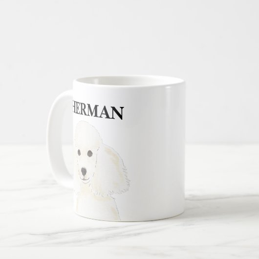 Personalisiertes Weiße Poodle Kaffeetasse (Vorderseite Links)
