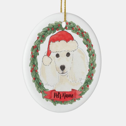 Personalisiertes Weiße Poodle Keramik Ornament (Rechts)