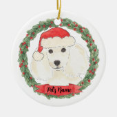 Personalisiertes Weiße Poodle Keramik Ornament (Vorne)