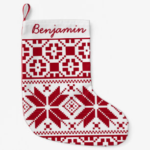 Personalisiertes, weiße Weihnachts-Strick-Muster Kleiner Weihnachtsstrumpf
