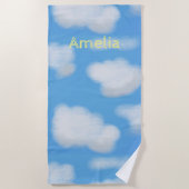 Personalisiertes weiße Wolkenhandtuch Strandtuch (Vorderseite)