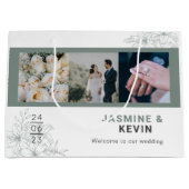 Personalisiertes weißes ästhetisches HochzeitsFoto Große Geschenktüte (Vorderseite)