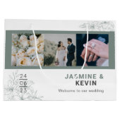 Personalisiertes weißes ästhetisches HochzeitsFoto Große Geschenktüte (Rückseite)