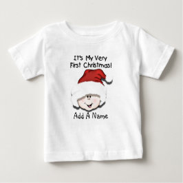 Personalisiertes weißes Baby-1. Weihnachtst-shirt Baby T-shirt