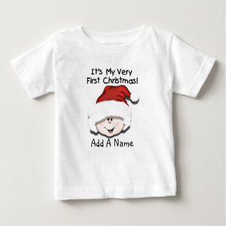 Personalisiertes weißes Baby-1. Weihnachtst-shirt Baby T-shirt