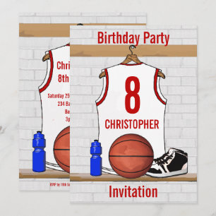 Personalisiertes Weißes Basketball Jersey Einladung