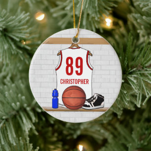 Personalisiertes Weißes Basketball Jersey Keramikornament