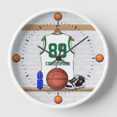 Personalisiertes weißes Basketball Jersey Wanduhr (Vorderseite)