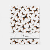 Personalisiertes weißes Beaglehundenamensmuster Fleecedecke (Vorderseite)