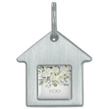Personalisiertes weißes Blumen-Hochzeits-Haustier-
