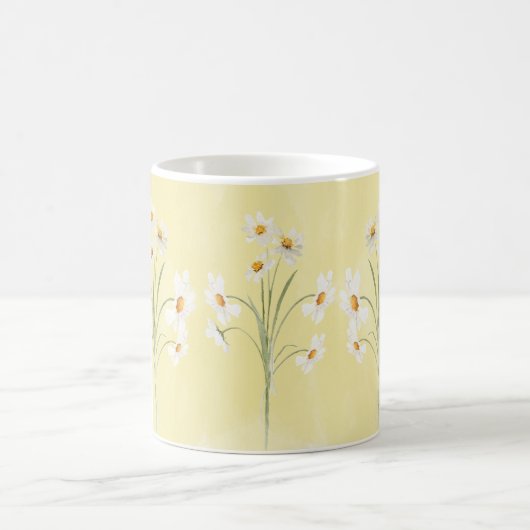 Personalisiertes Weißes Daisy Gelbblütenfarbe Kaffeetasse (Mittel)