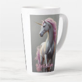 Personalisiertes Weißes Einhorn mit rosa Mane Milchtasse (Rechte Ecke)