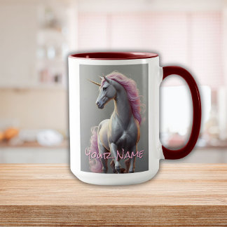 Personalisiertes Weißes Einhorn mit rosa Mane Tasse