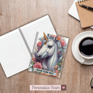 Personalisiertes weißes Einhorn-Porträt Notizblock