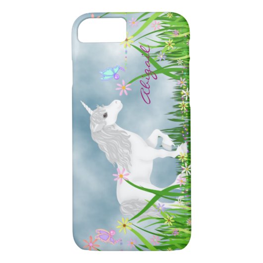 Personalisiertes Weißes Einhorn, Schmetterling und Case-Mate iPhone Hülle (Rückseite)