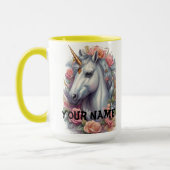 Personalisiertes Weißes Einhornportrait Tasse (Links)