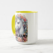 Personalisiertes Weißes Einhornportrait Tasse (Vorderseite Links)