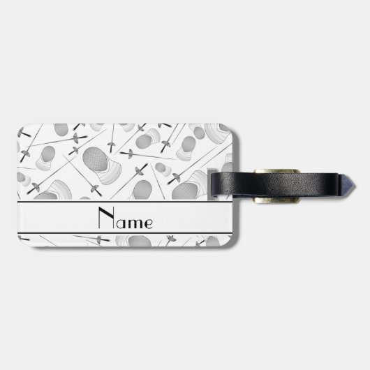 Personalisiertes weißes fechtendes Namensmuster Gepäckanhänger (Rückseite horizontal)