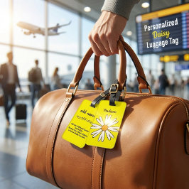 Personalisiertes weißes Gänseblümchen-Gepäckanhäng Gepäckanhänger