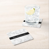 Personalisiertes weißes graues und schwarzes Marmo Rechteckiger Pappuntersetzer (Vor Ort)