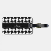 Personalisiertes weißes Hahnentrittmuster Gepäckanhänger (Rückseite horizontal)