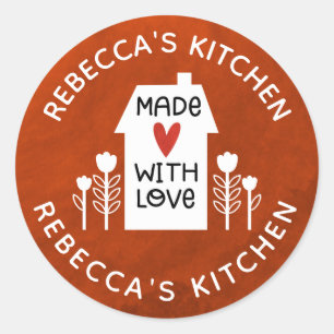 Personalisiertes weißes Haus mit Liebe Runder Aufkleber