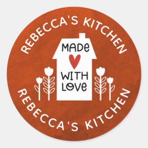 Personalisiertes weißes Haus mit Liebe Runder Aufkleber