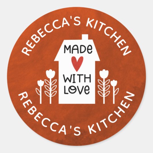 Personalisiertes weißes Haus mit Liebe Runder Aufkleber (Vorderseite)