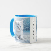 Personalisiertes weißes Kitten im Schnee Tasse (Vorderseite Links)