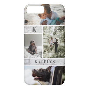 Personalisiertes weißes Marmor 4 FotoCollage Case-Mate iPhone Hülle