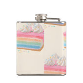 Personalisiertes, weißes Regenbogenkuchenmuster Flachmann (Rückseite)
