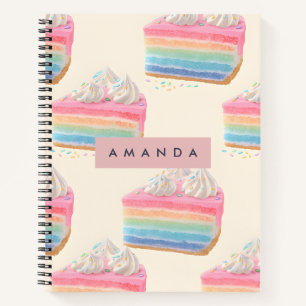 Personalisiertes, weißes Regenbogenkuchenmuster Notizblock